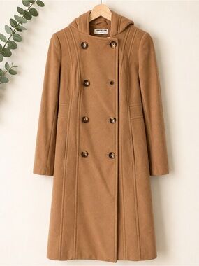 Anne Klein Petite Camel Long Hooded Coat Size 2P